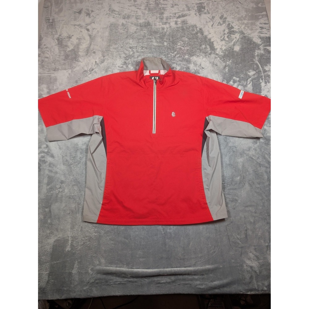 FootJoy DryJoys HydroLite Jacket Mens Large Red Short Sleeve Golf Windbreaker